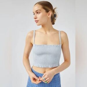 Sunday Best Linen Light Blue Smocked Crop Top
